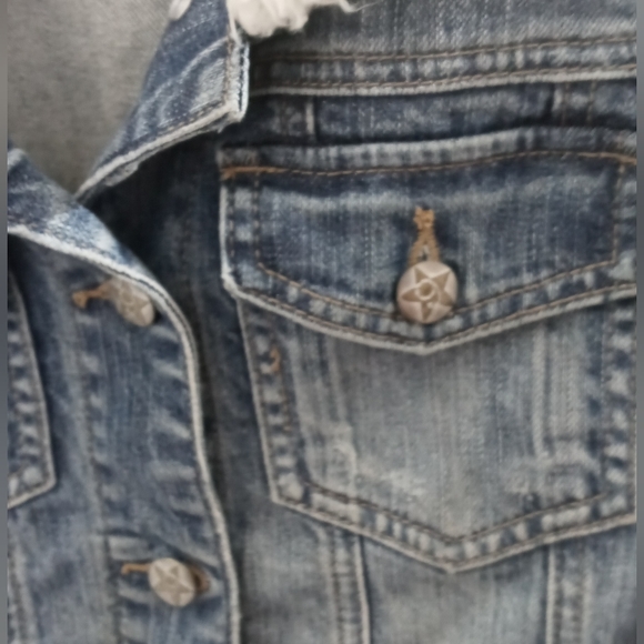 12345678 Fur Trim Cropped Jean Jacket Size Medium - Picture 3 of 8